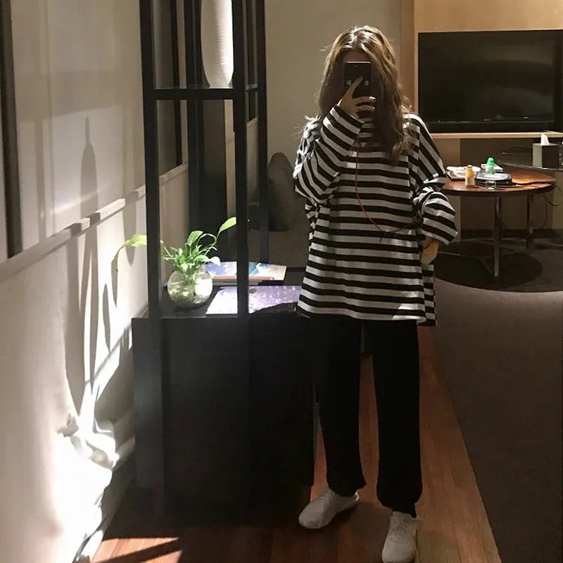 Oversized Striped Casual Long Sleeve Shirts