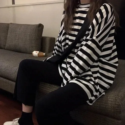 Oversized Striped Casual Long Sleeve Shirts