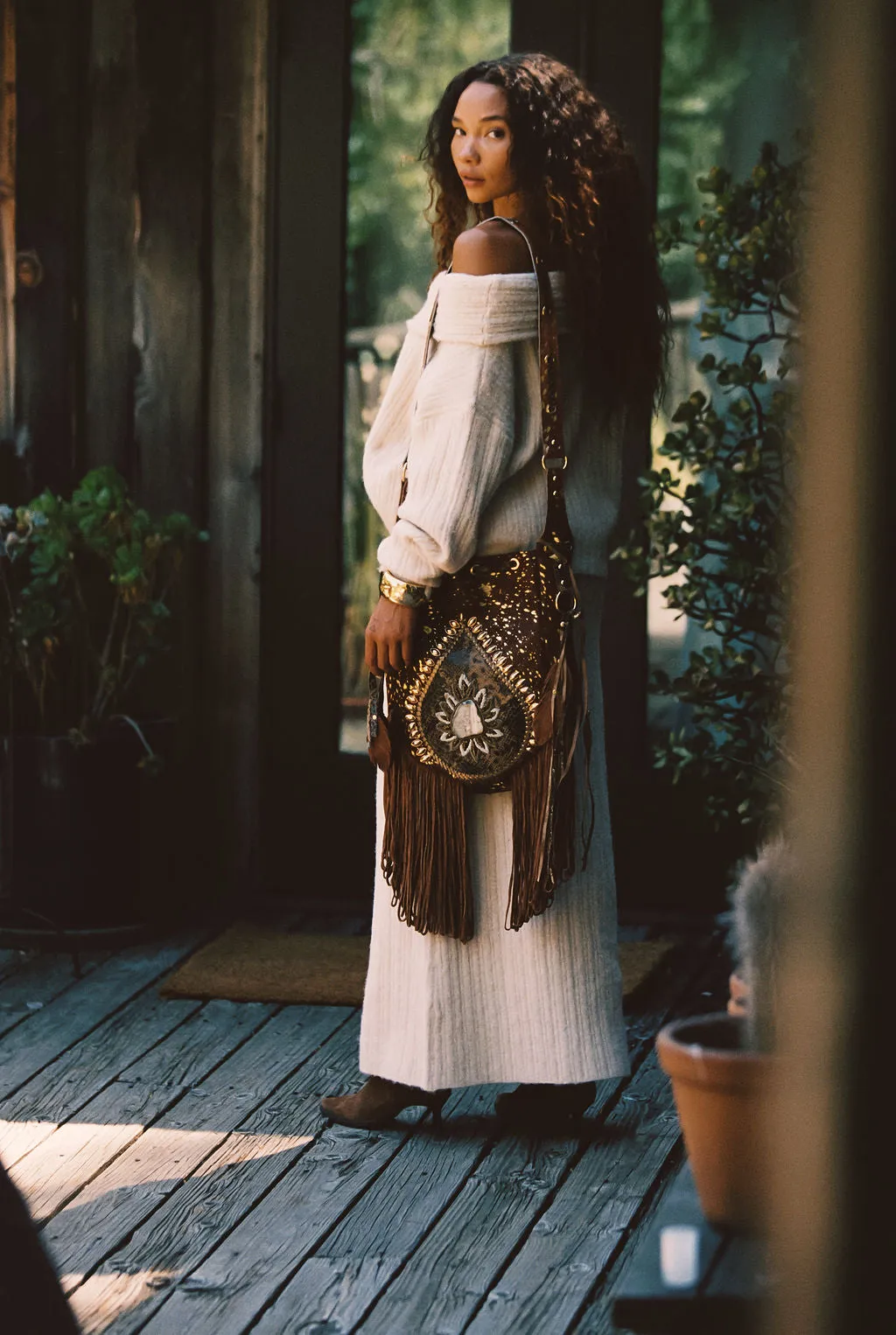 Pamela Beige Sweater Maxi Skirt