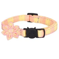 PAWS ASIA Manufacturers Soft Cotton Fancy Tartan Cat Dog Collar Leash Set With Bow Flower