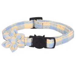 PAWS ASIA Manufacturers Soft Cotton Fancy Tartan Cat Dog Collar Leash Set With Bow Flower