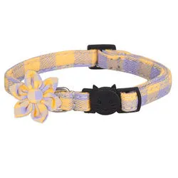 PAWS ASIA Manufacturers Soft Cotton Fancy Tartan Cat Dog Collar Leash Set With Bow Flower