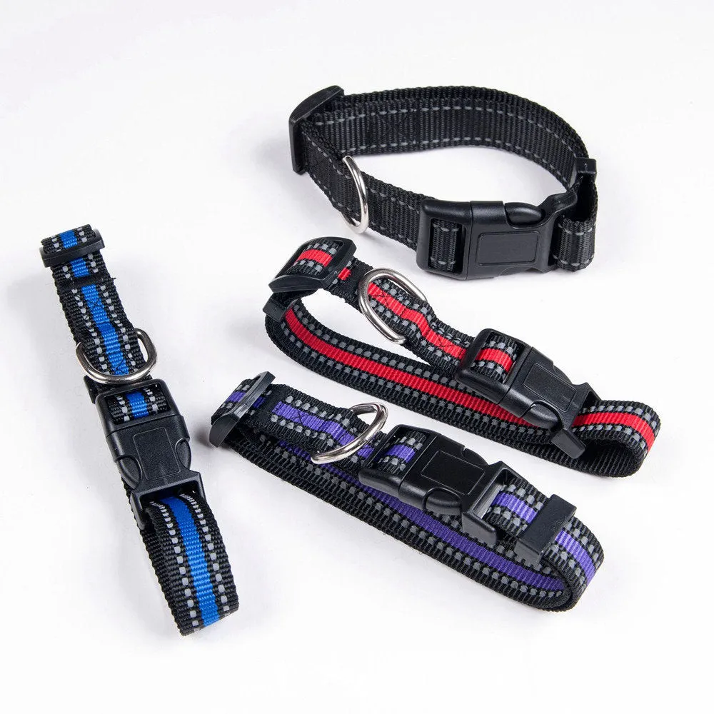 PAWS ASIA Supplier Wholesale Custom Cheap Fashion Charm Training Reflective Heavy Duty Large Adjustable Stripe Dog Collar For Neck