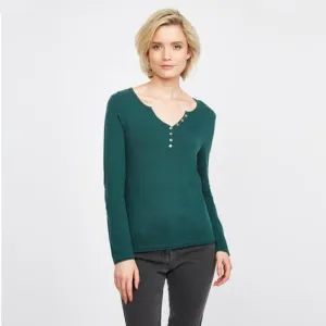 Peacock Blue Henley Sweater