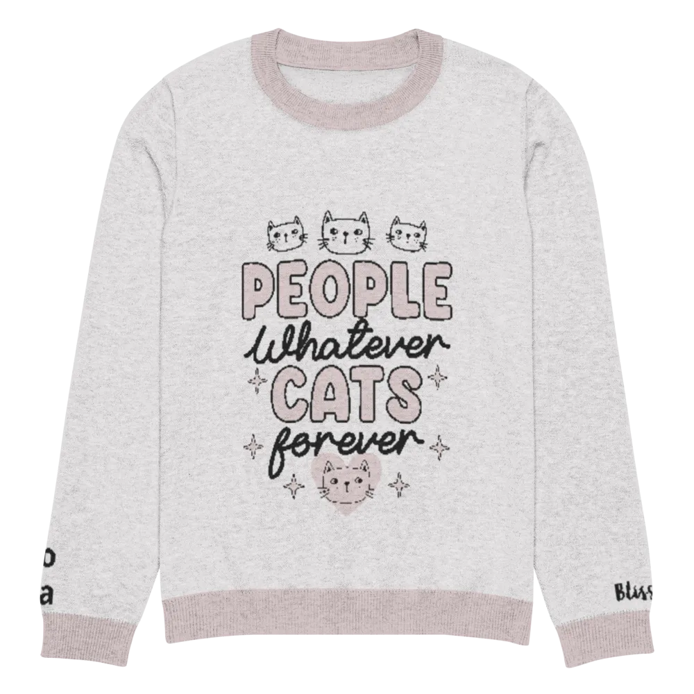 People Whatever Cats Forever Crew Knit Personalized Sweater