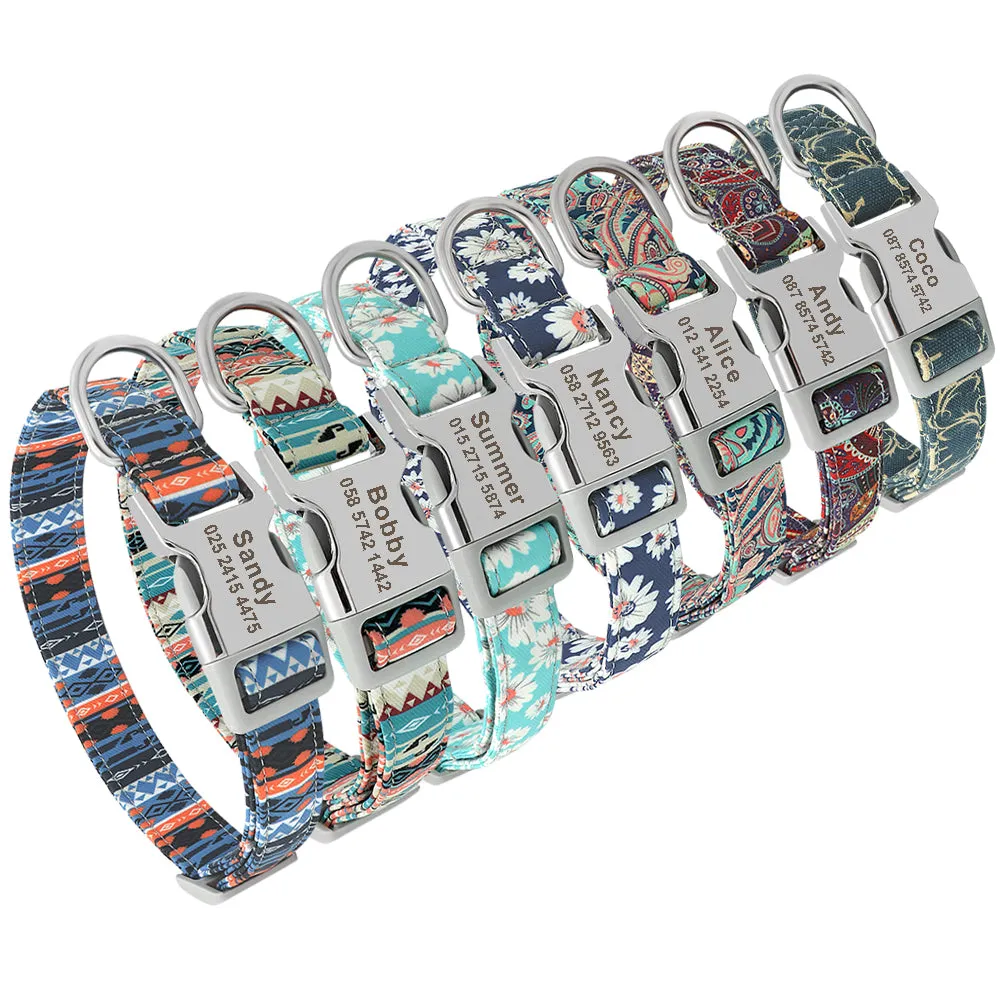 Personalized Pattern Print Nylon Dog Collar