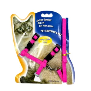 PETS CLUB ADJUSTABLE CAT LEASH WITH HARNESS- PINK