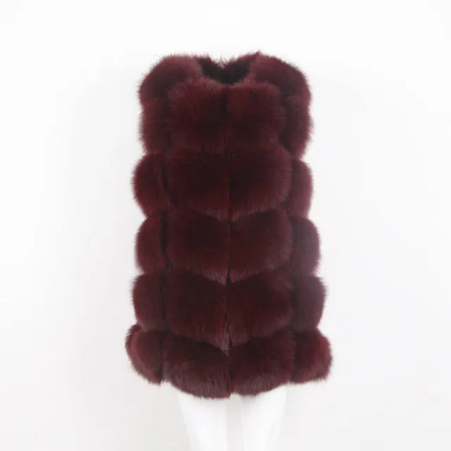 Pink Java QC8046 BIG SALE FREE SHIPPING  hot new  natural fox fur long vest  real fox fur gilet winter high quality women fox