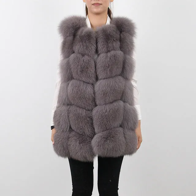 Pink Java QC8046 BIG SALE FREE SHIPPING  hot new  natural fox fur long vest  real fox fur gilet winter high quality women fox