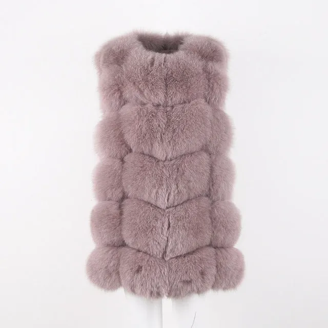 Pink Java QC8046 BIG SALE FREE SHIPPING  hot new  natural fox fur long vest  real fox fur gilet winter high quality women fox