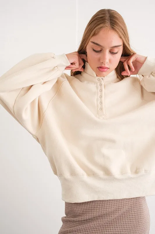 Piper Snap Button Collared Sweater Cream