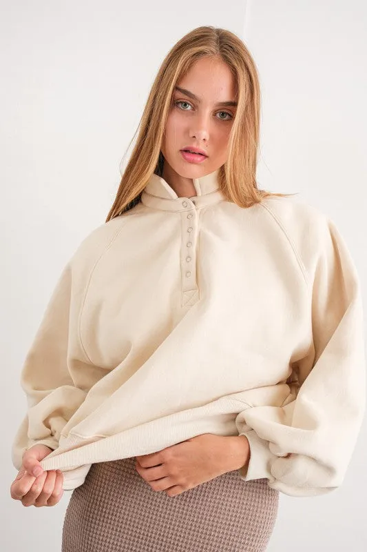 Piper Snap Button Collared Sweater Cream