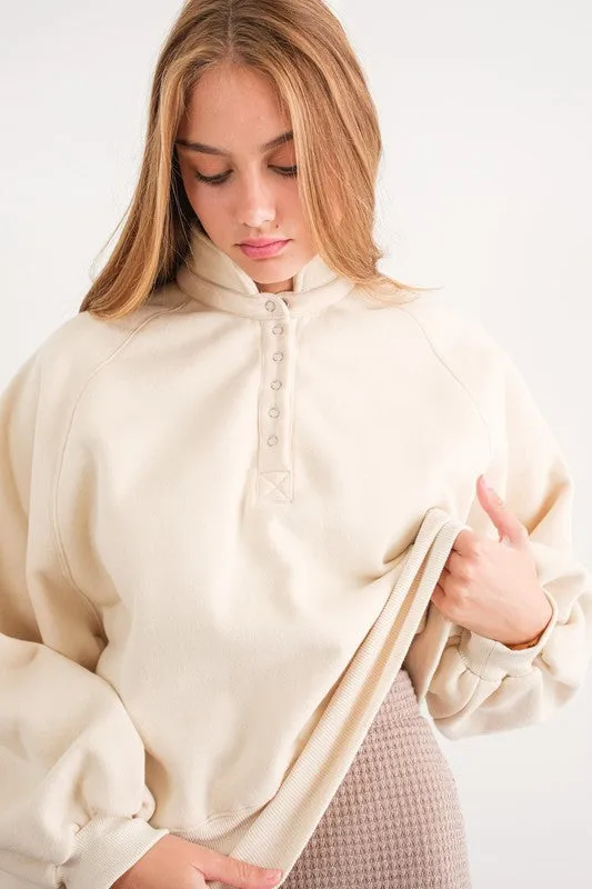 Piper Snap Button Collared Sweater Cream