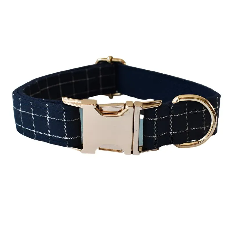 Plaid Collar with Detachable Bow Tie Personalized Leash Set