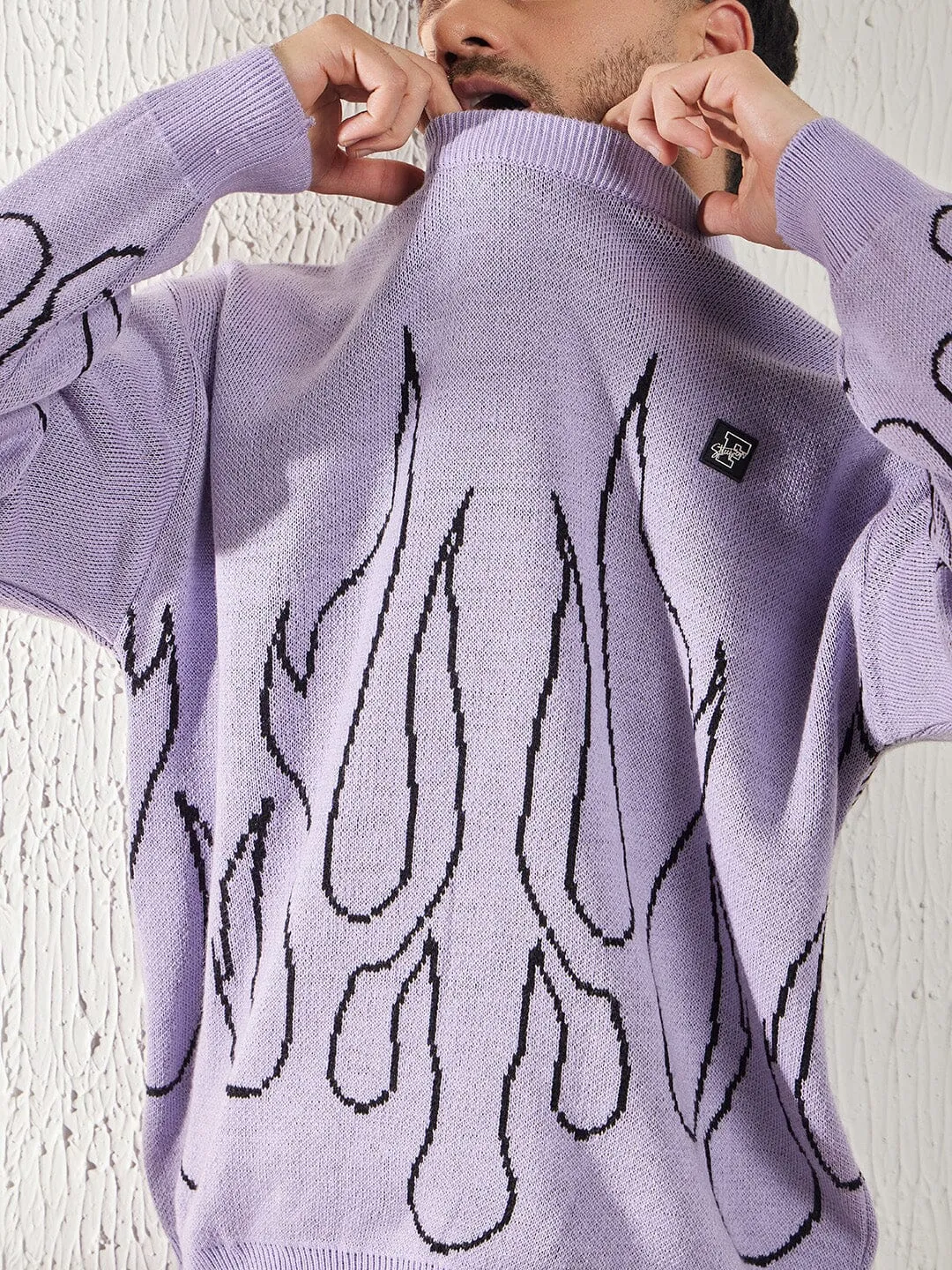 Plum Flames Oversized Sweater