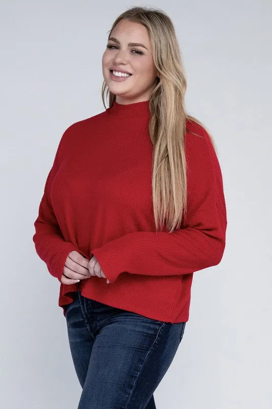 Plus Size Drop Shoulder Long Sleeve Top - online exclusive