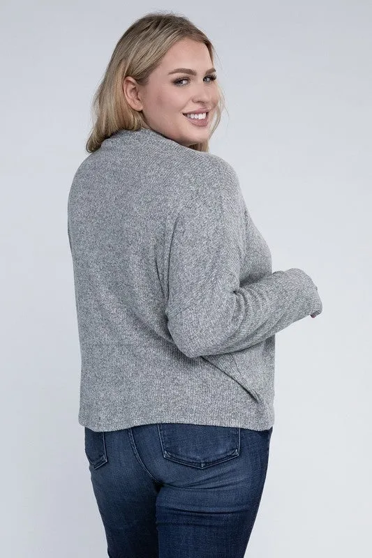 Plus Size Drop Shoulder Long Sleeve Top - online exclusive