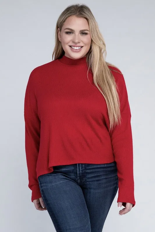 Plus Size Drop Shoulder Long Sleeve Top - online exclusive