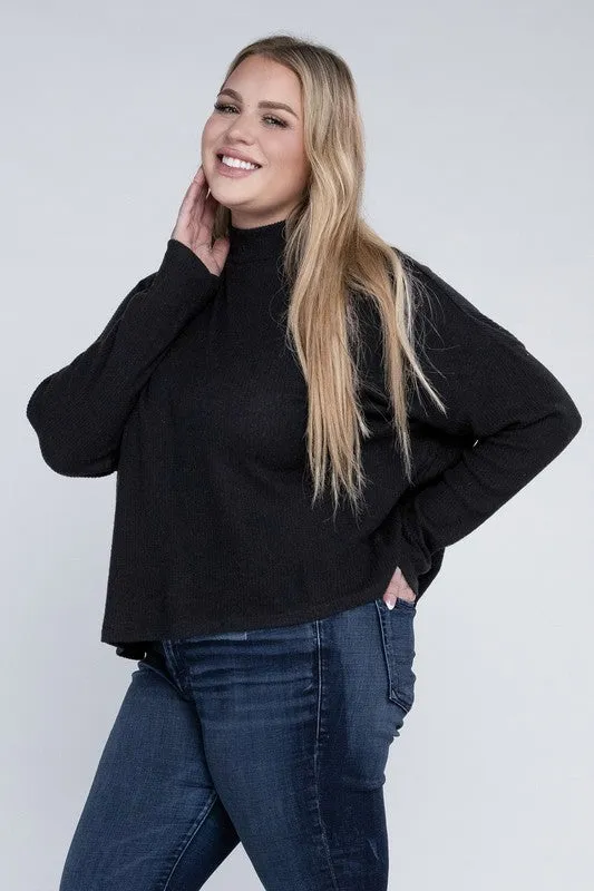 Plus Size Drop Shoulder Long Sleeve Top - online exclusive