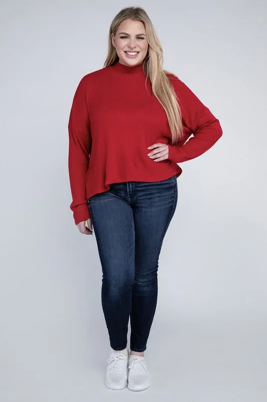 Plus Size Drop Shoulder Long Sleeve Top - online exclusive