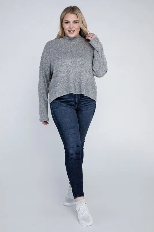 Plus Size Drop Shoulder Long Sleeve Top - online exclusive