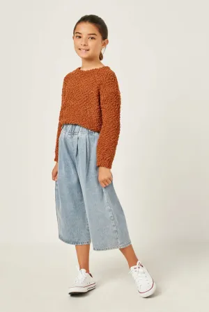 Popcorn Knit Pullover, Brown