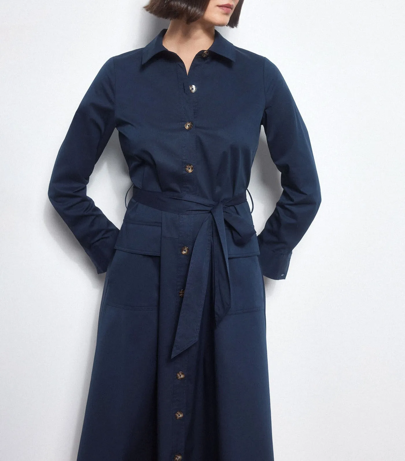 Poplin Shirt Dress Blue