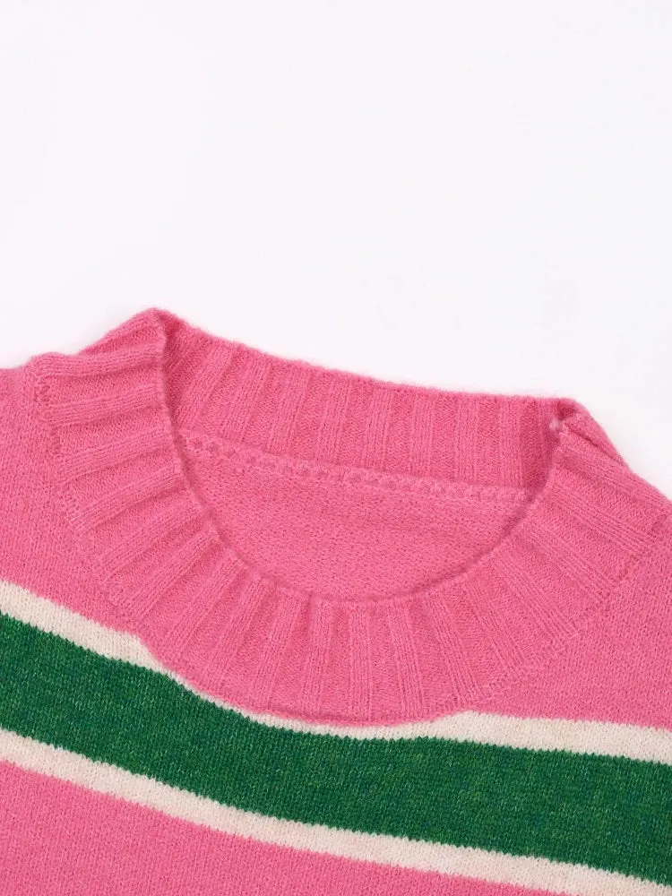 Pre Order:  Pink Striped Big Knitted Sweater