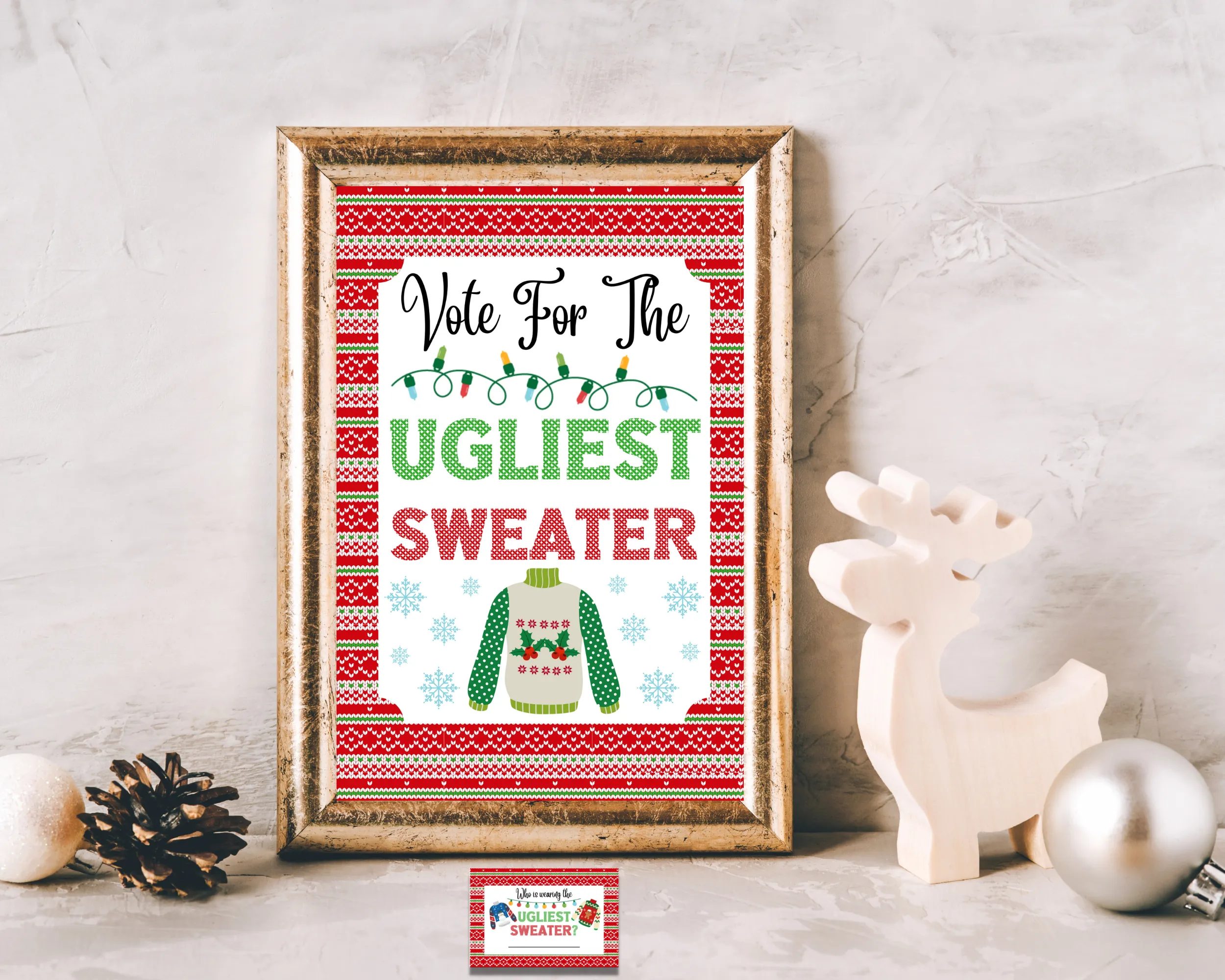 Printable Ugly Sweater Award, Voting Cards, and Sign