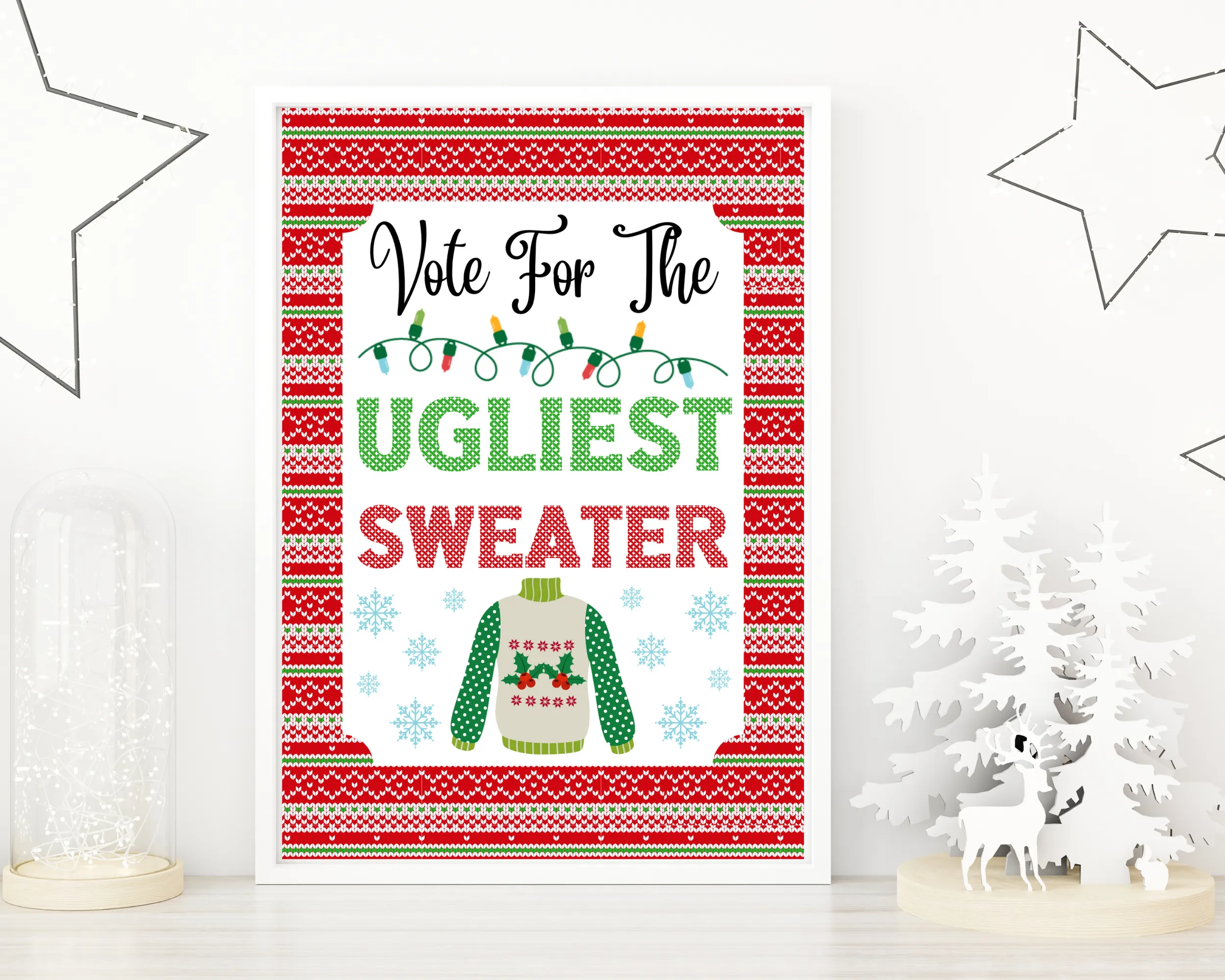 Printable Ugly Sweater Award, Voting Cards, and Sign