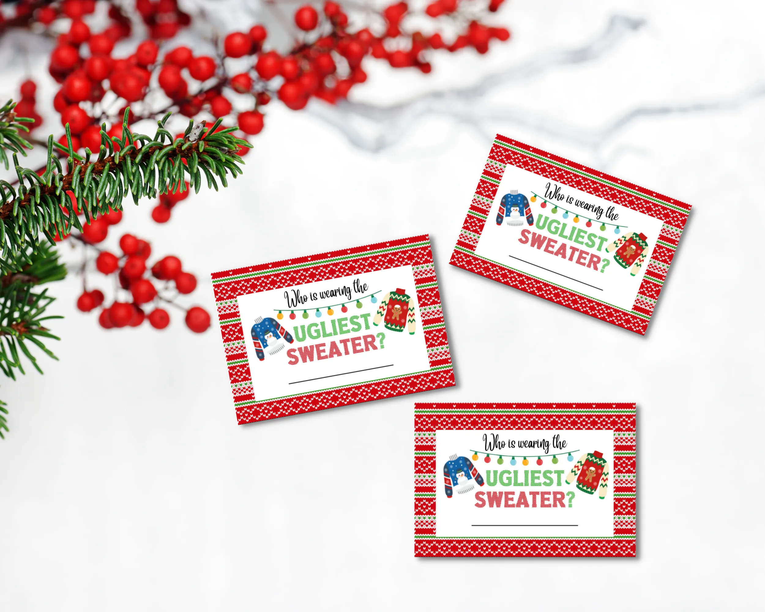 Printable Ugly Sweater Award, Voting Cards, and Sign