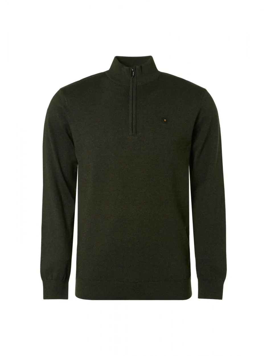 Pullover Half Zip 2 Coloured Melange | Dark Green