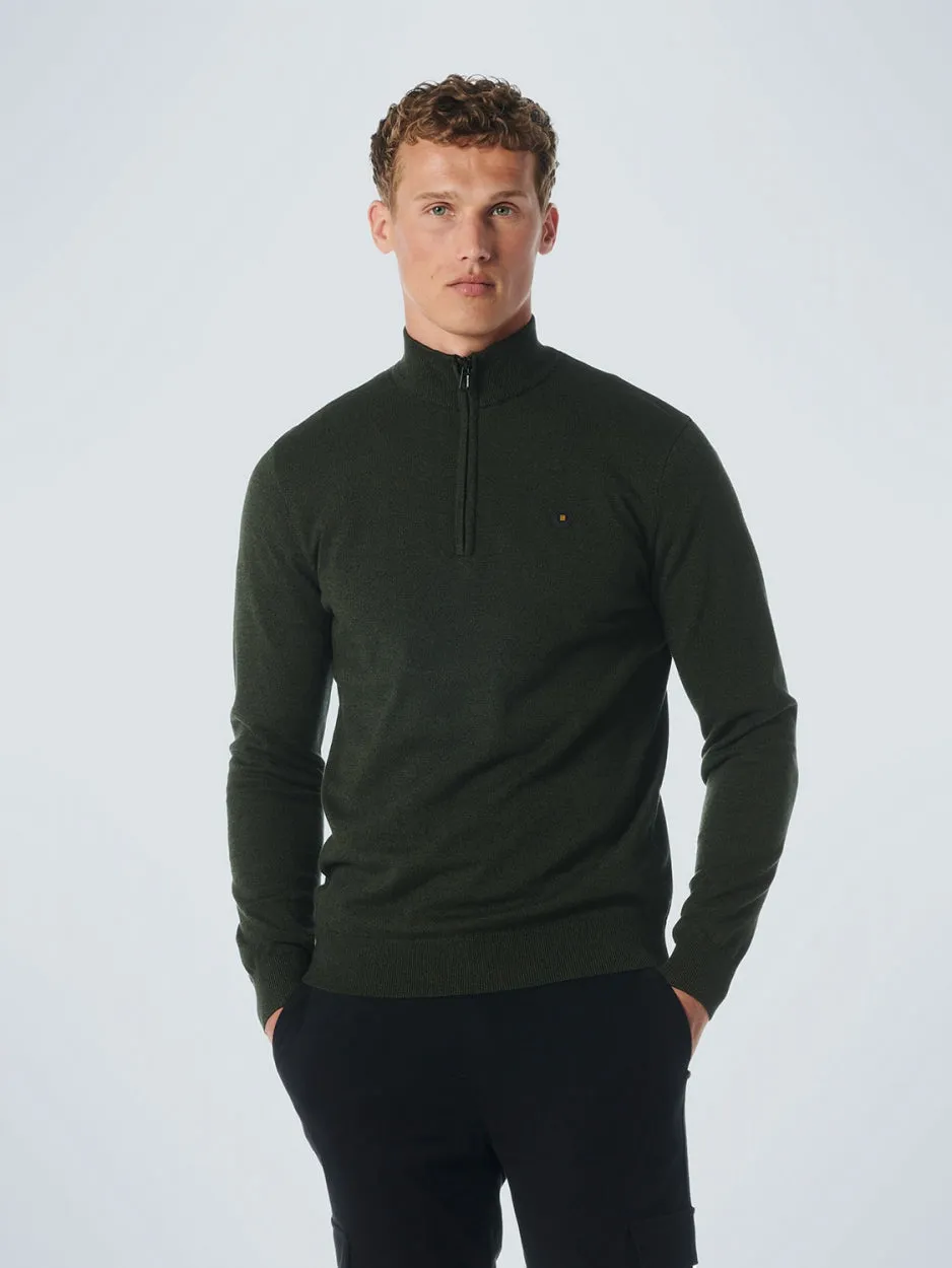 Pullover Half Zip 2 Coloured Melange | Dark Green