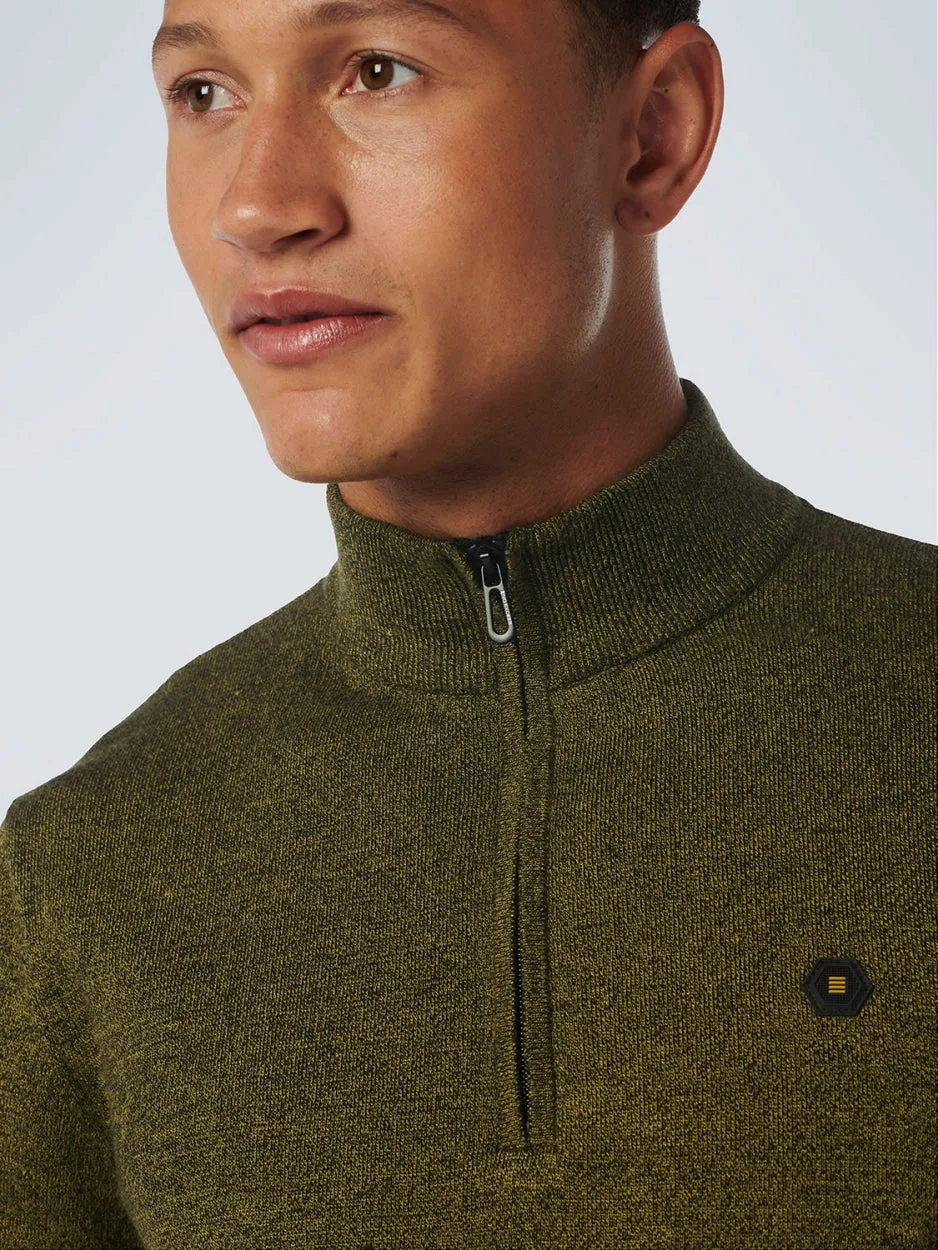 Pullover Half Zip 2 Coloured Melange | Olive