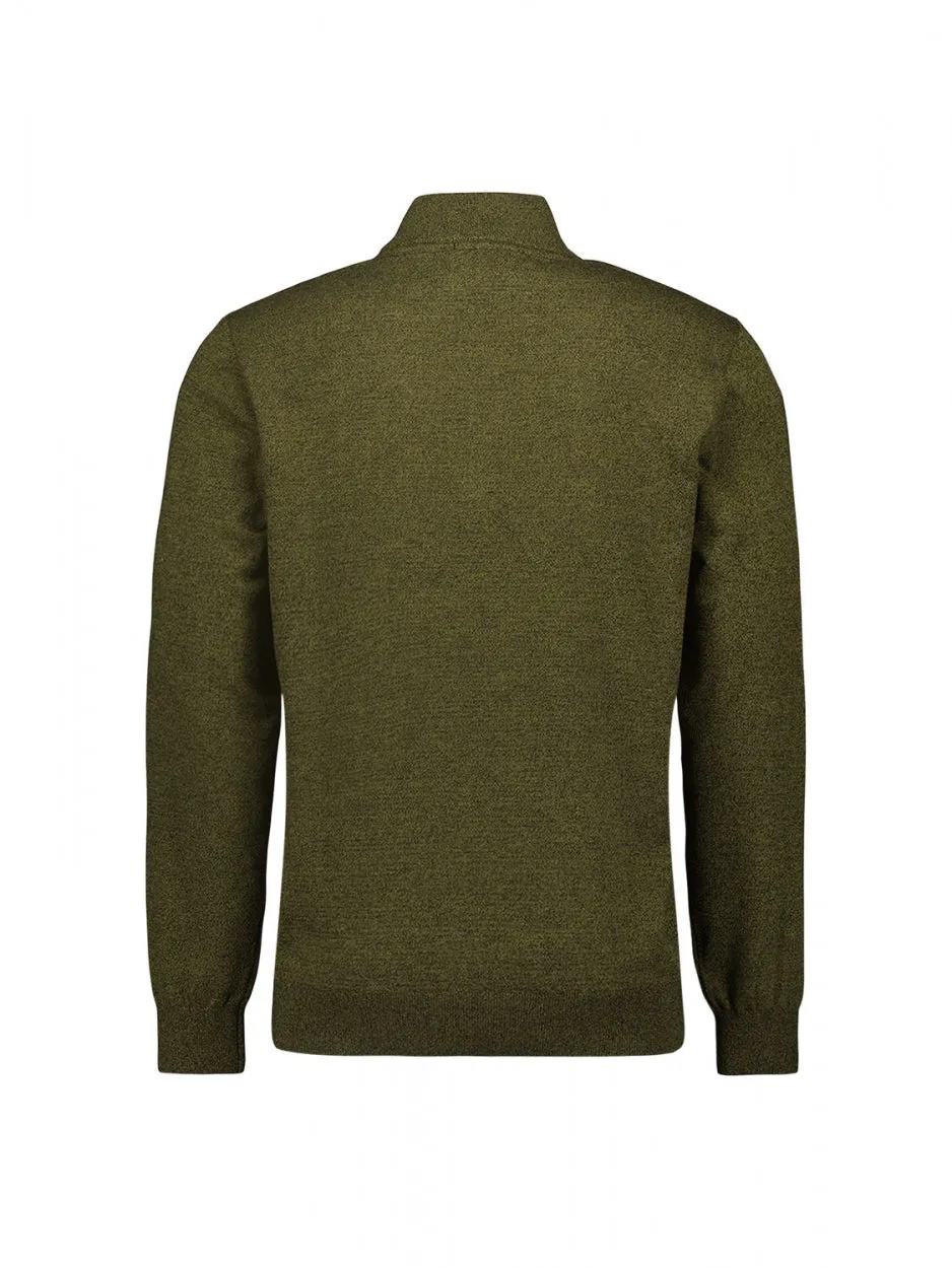 Pullover Half Zip 2 Coloured Melange | Olive