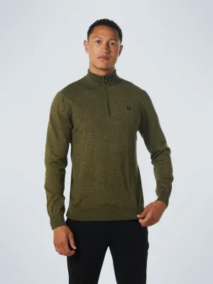 Pullover Half Zip 2 Coloured Melange | Olive