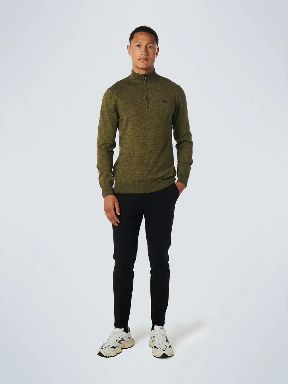 Pullover Half Zip 2 Coloured Melange | Olive