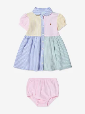 Ralph Lauren Baby Girls Colourblock Shirt Dress in Multicolour