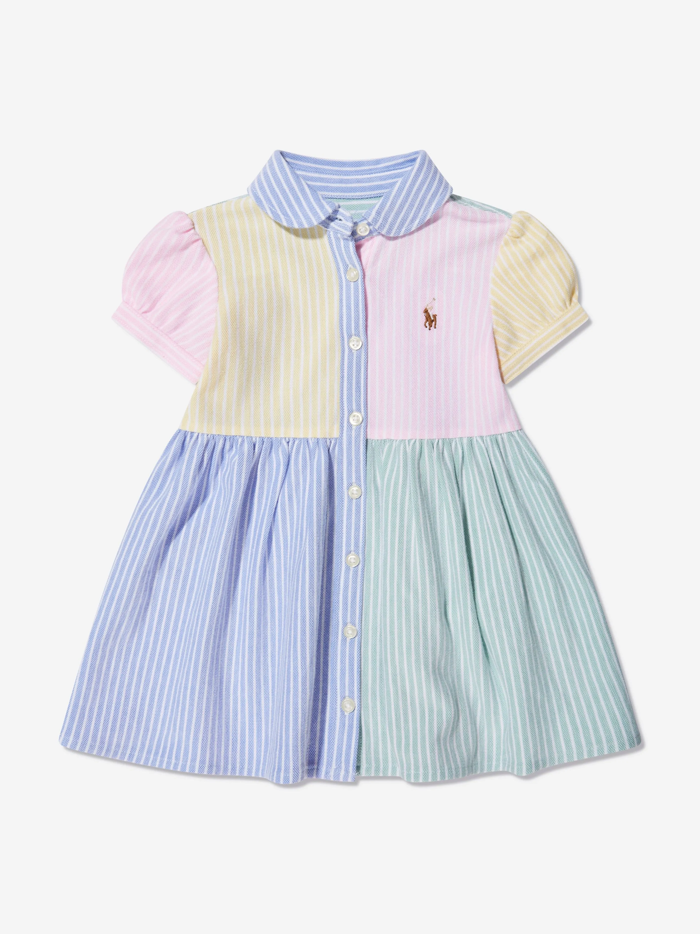 Ralph Lauren Baby Girls Colourblock Shirt Dress in Multicolour