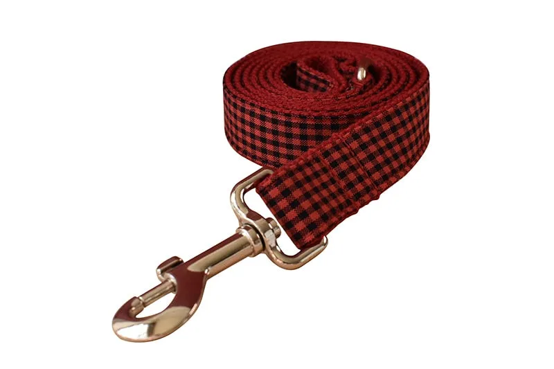 Red Shades Of Checks In Style:  Personalized Collar and Leash Set