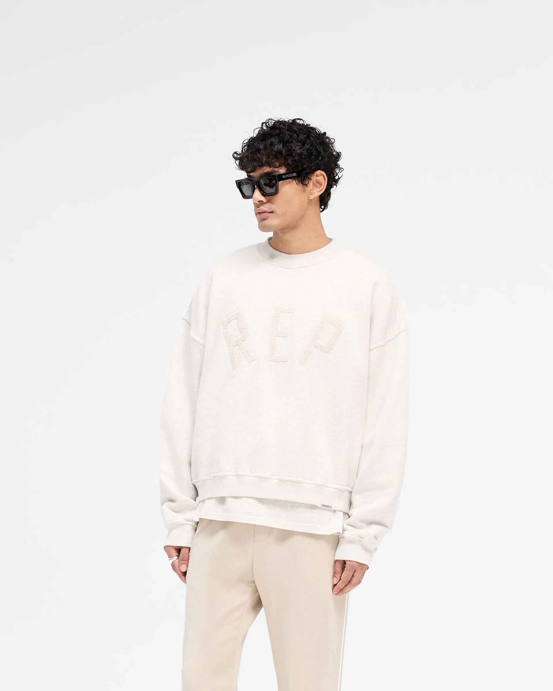 Rep Applique Sweater - Cream Marl