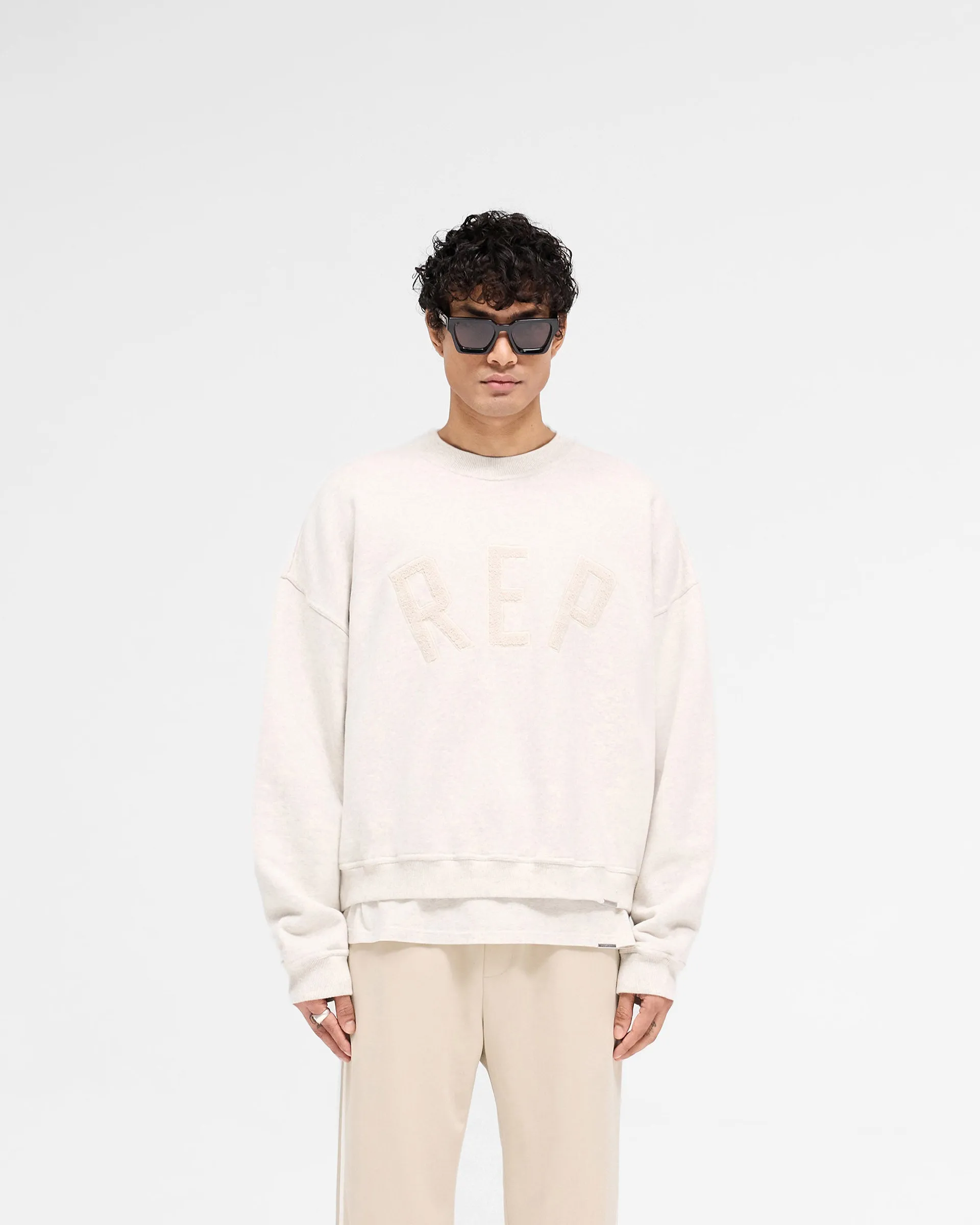 Rep Applique Sweater - Cream Marl