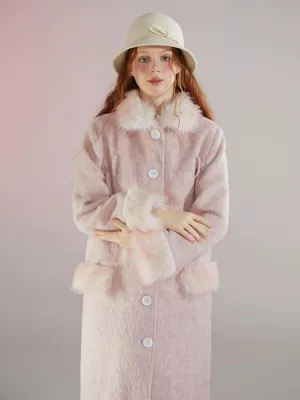 Retro pink fur collar coat【s0000004597】