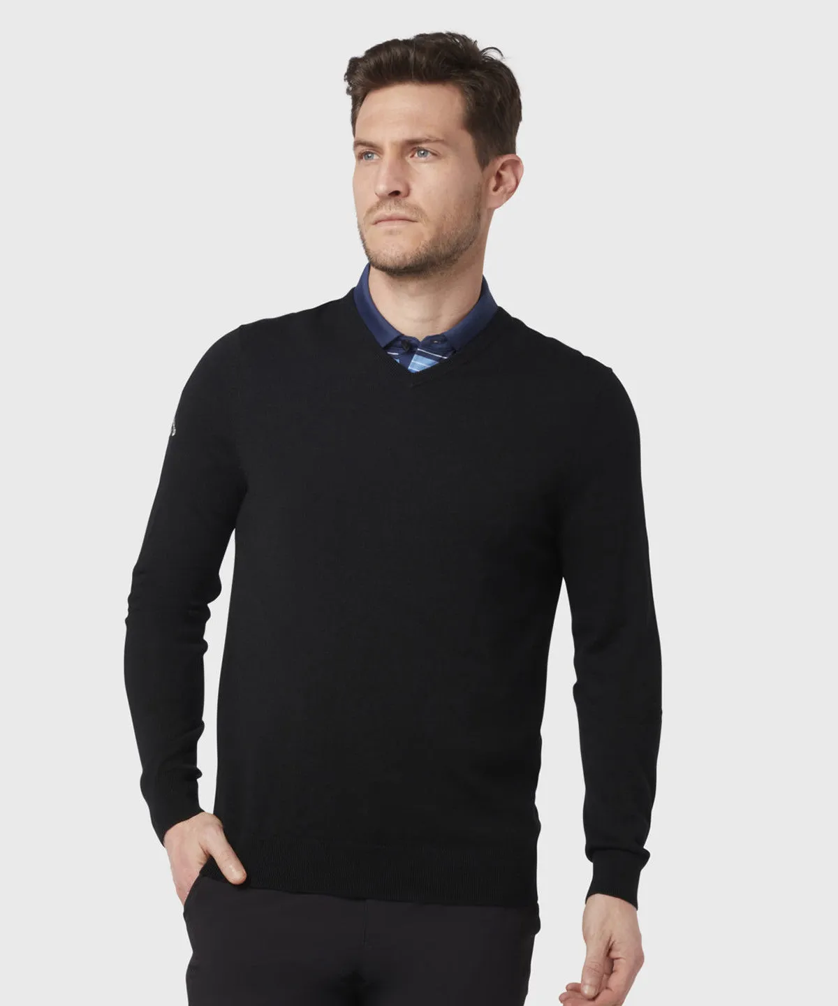 Ribbed v-neck Merino sweater | Black Onyx