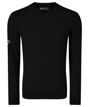 Ribbed v-neck Merino sweater | Black Onyx