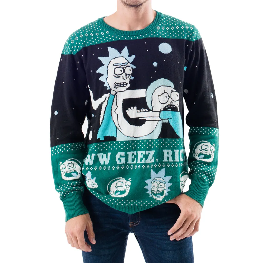 Rick and Morty Aww Geez, Rick Ugly Christmas Sweater