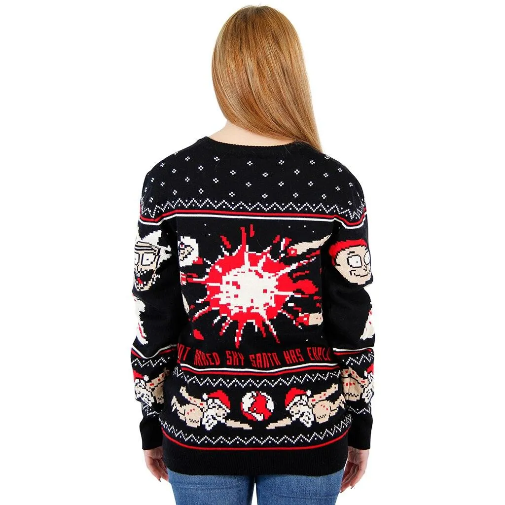 Rick and Morty Exploding Santa Ugly Christmas Sweater