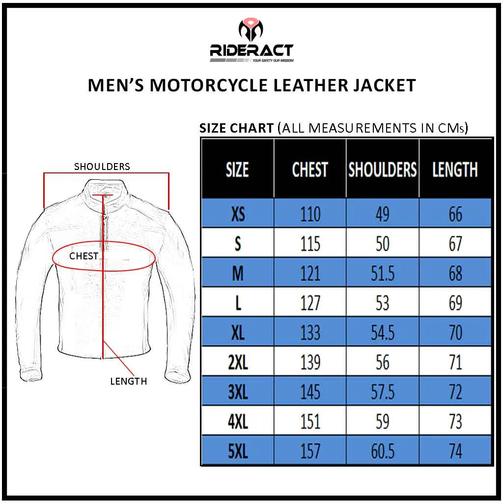 RIDERACT® Men Leather Motorcycle Jacket Classico Moto Jacket