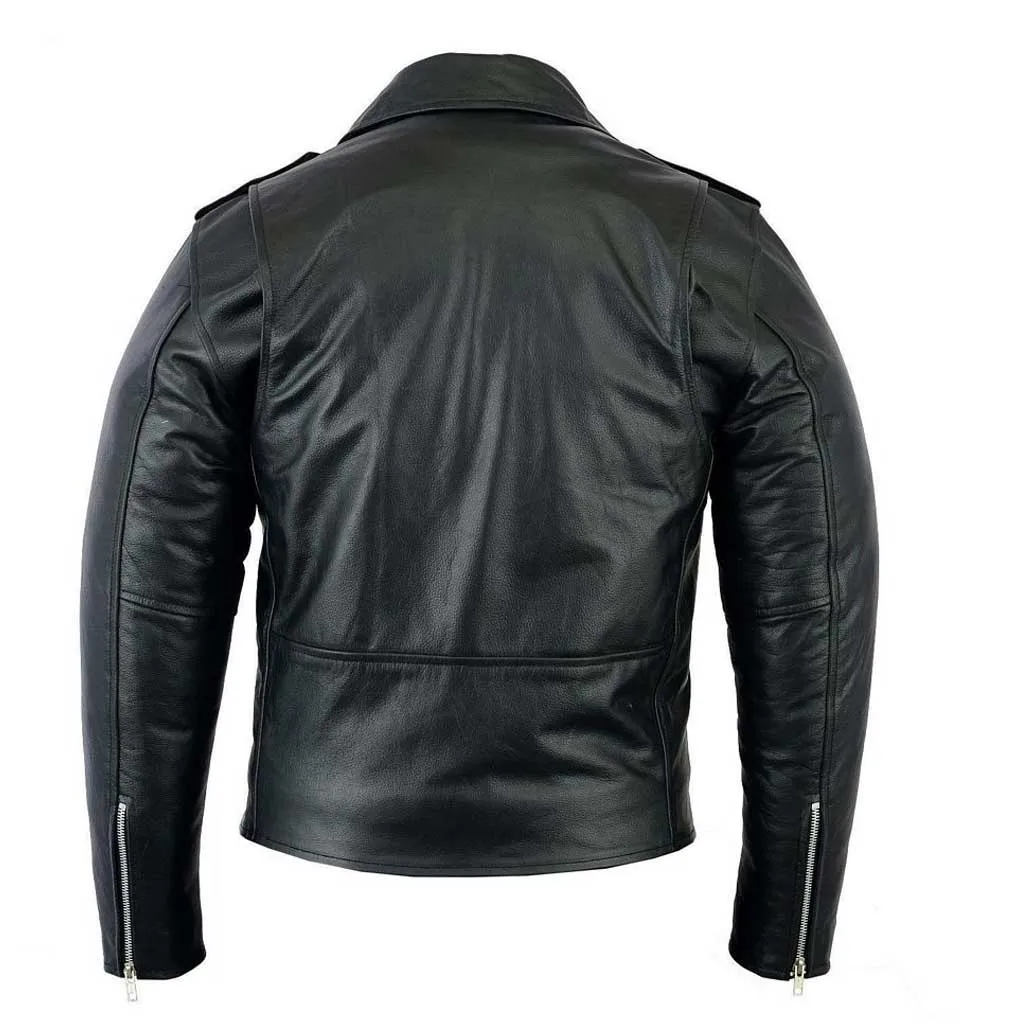 RIDERACT® Mens Leather Biker Jacket Brando Style Native