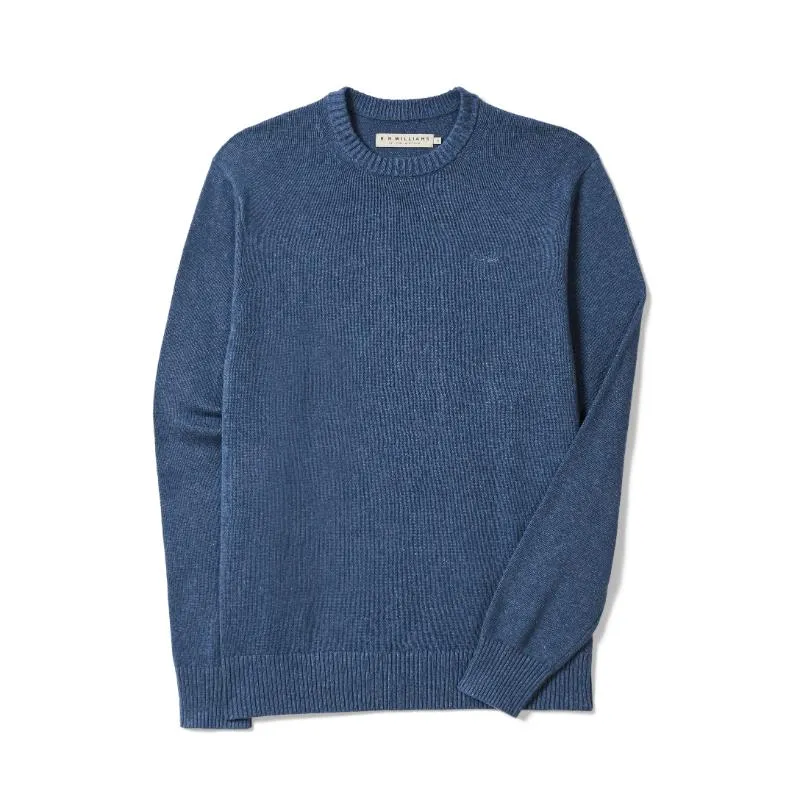 R.M.Williams Howe Mens Australian Extra Fine Merino Crew Neck Sweater - Mid Blue